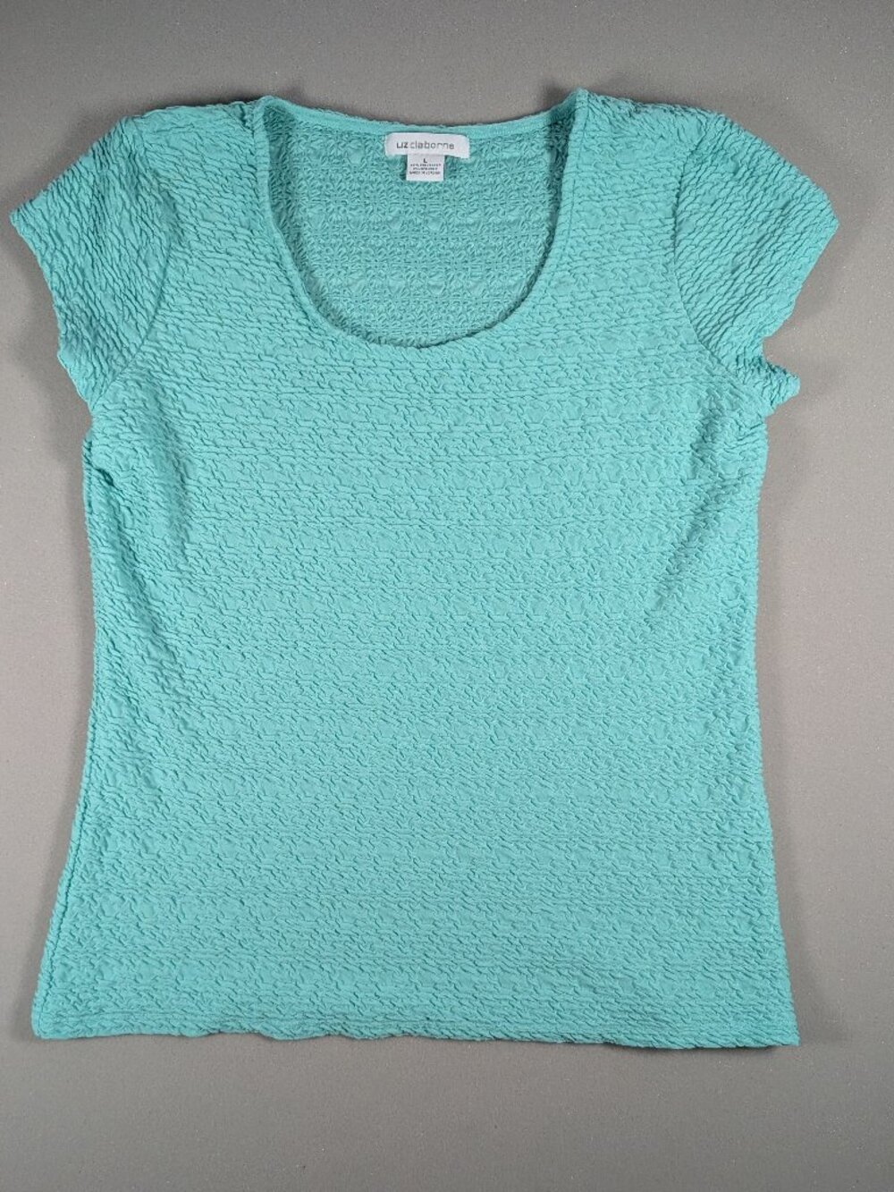 Women's Teal Liz Claiborne SS Ruffle Shirt Size L
